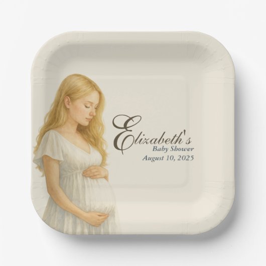 Boho Baby Shower Plates for blonde Mom Pappteller (Vorderseite)