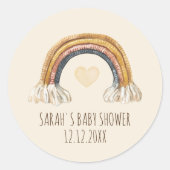 Boho Baby Shower Rainbow Classic Round Sticker (Vorderseite)