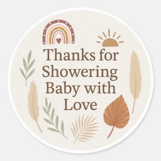 Boho Baby Shower Thank You Sticker (Vorderseite)
