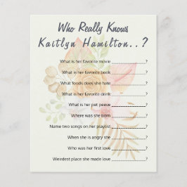 Boho Baby ShowQuestion Game New Mother Spaß
