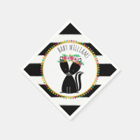 Boho Baby Skunk Pompom Babydusche Napkins