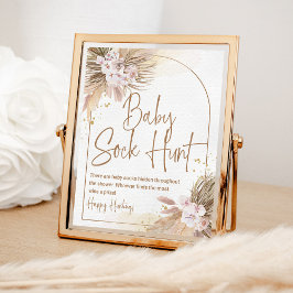 Boho Baby Sock Hunt Game Pampas Grass Baby Dusche Poster