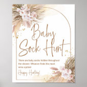 Boho Baby Sock Hunt Game Pampas Grass Baby Dusche Poster (Vorne)