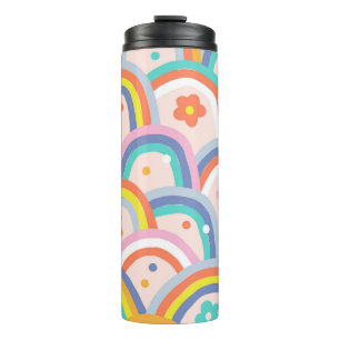 Boho Baby Summer whimsical Regenbogen nahtlos Patt Thermosbecher