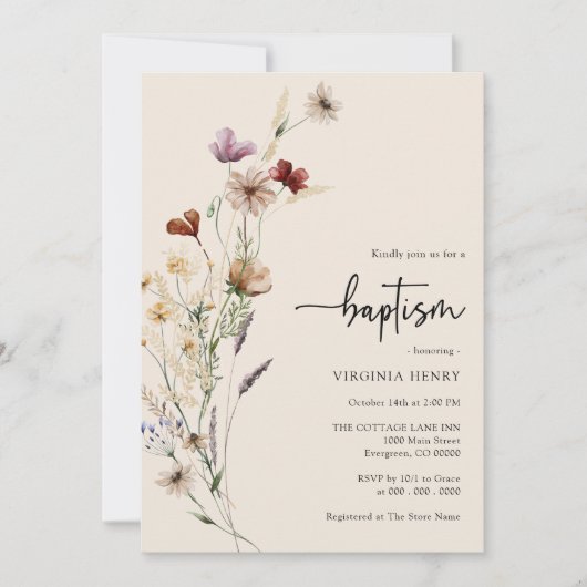 Boho Baby-Taufe Einladung (Vorderseite)