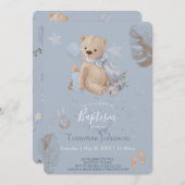 Boho Baby Teddy Baptismus Einladung (Vorne/Hinten)