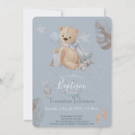 Boho Baby Teddy Baptismus Einladung