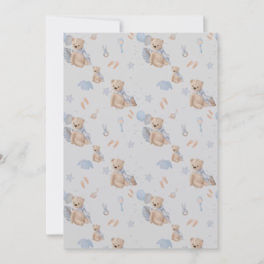 Boho Baby Teddy Bär Einladung (Rückseite)