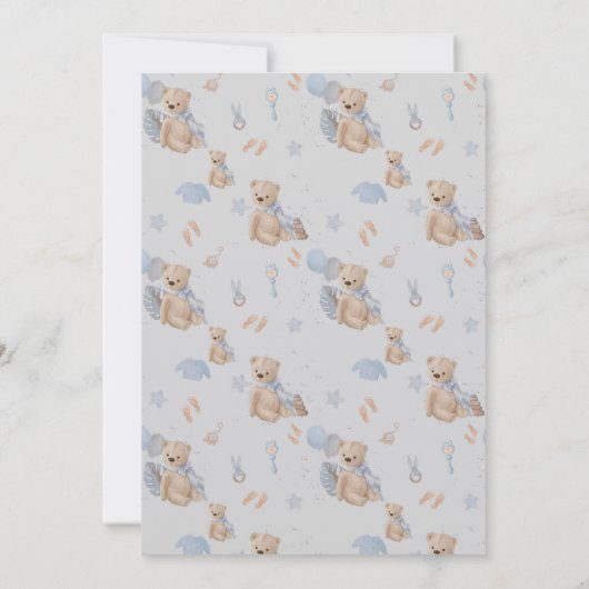 Boho Baby Teddy Bär Einladung (Rückseite)