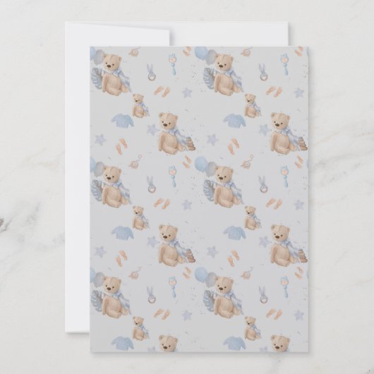 Boho Baby Teddy Bär Einladung (Rückseite)