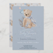 Boho Baby Teddy Bär Einladung (Vorne/Hinten)