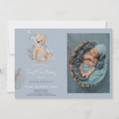 Boho Baby Teddy Bär Geburtstagseinladung Einladung (Vorderseite)