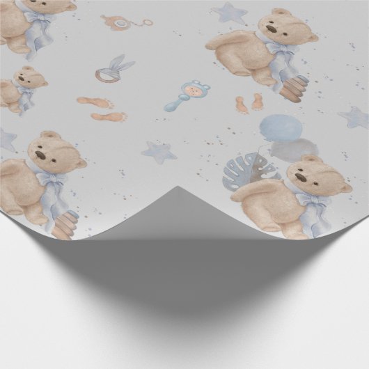 Boho Baby Teddy Bär Wrapping Paper Geschenkpapier (Ecke)
