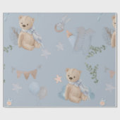 Boho Baby Teddy Bär Wrapping Paper Geschenkpapier (Flach)