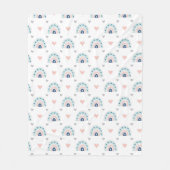 Boho Baby Throw Pastel Pink Navy Rainbow Style Fleecedecke (Vorderseite)