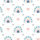 Boho Baby Throw Pastel Pink Navy Rainbow Style Fleecedecke