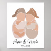 Boho Baby Twin Boys Name Kinderzimmer Poster (Vorne)