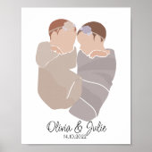 Boho Baby Twin Girls Name Kinderzimmer Poster (Vorne)