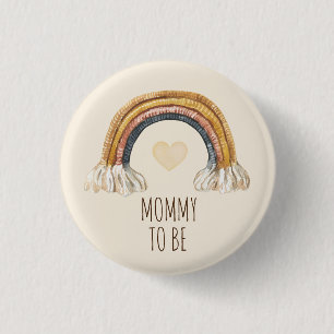 Boho Baby Watercolor Rainbow Beige Herztaste Button