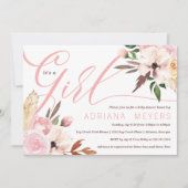 Boho Babydusche, Aquarellblume Einladung (Vorderseite)