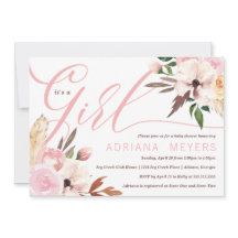 Boho Babydusche, Aquarellblume Einladung