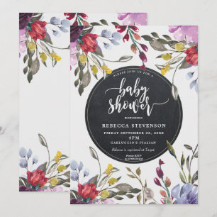 boho babyduscheneinladung wilder Blume Blumen Einladung