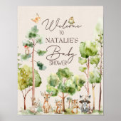 Boho Babyduschenzeichen für Woodland Animals Poster (Vorne)
