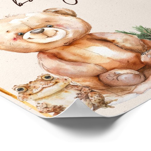 Boho Babyduschenzeichen für Woodland Animals Poster (Ecke)