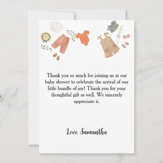 Boho Babykleidung danke Babydusche (Vorderseite)