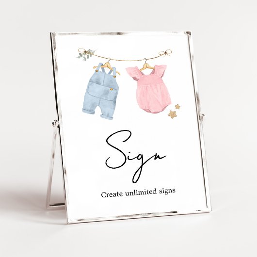 Boho-Babykleidung Geschlecht-Reveal-Schild Poster