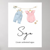 Boho-Babykleidung Geschlecht-Reveal-Schild Poster (Vorne)