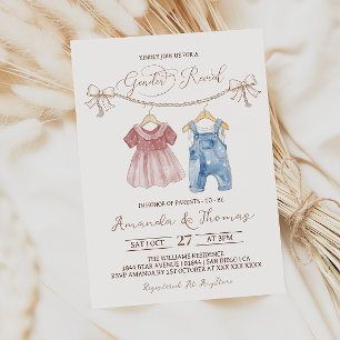 Boho-Babymode Pink Blau Geschlecht Enthüllung Einladung