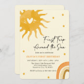 Boho Baby's erstes Jahr rund um die Sonne Einladung (Vorne/Hinten)