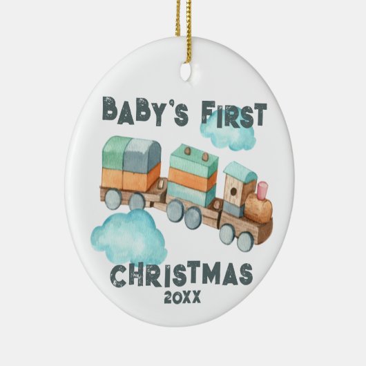 Boho Baby's First Christmas Train Ornament (Rechts)