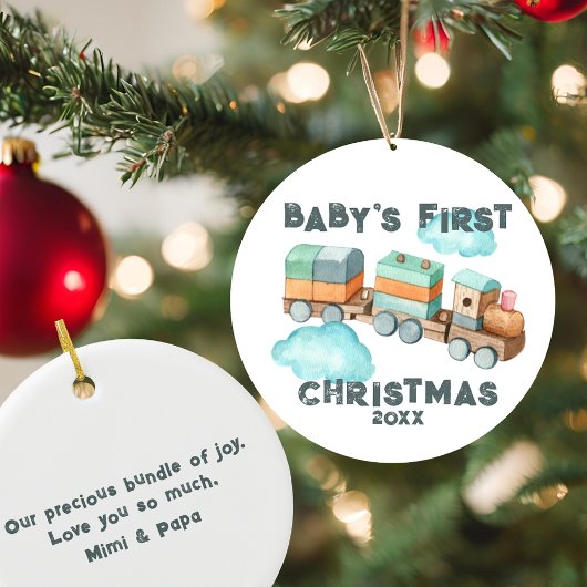 Boho Baby's First Christmas Train Ornament