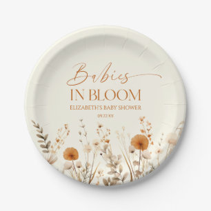 Boho Babys in Bloom Wildblume Twins Kinderdusche Pappteller