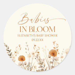 Boho Babys in Bloom Wildblume Twins Kinderdusche Runder Aufkleber