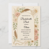 Boho Bachelorette Bash Invitation | Neutral Floral Einladung (Vorderseite)