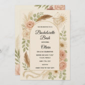 Boho Bachelorette Bash Invitation | Neutral Floral Einladung (Vorne/Hinten)