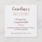 Boho Backbäckerei Boutique, Cupcakes & Pastries S Quadratische Visitenkarte (Rückseite)