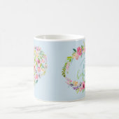 Boho Bailee | Blauer Pastel Blumenherz Initial Kaffeetasse (Mittel)