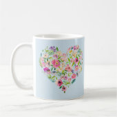 Boho Bailee | Blauer Pastel Blumenherz Initial Kaffeetasse (Links)