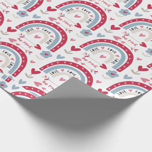 Boho Bainbow Valentine-Tagesmuster Geschenkpapier (Ecke)