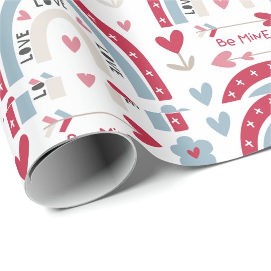 Boho Bainbow Valentine-Tagesmuster Geschenkpapier (Rolleneckpunkt)