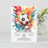 Boho Ball Editable Soccer Birthday Einladung (Stehend Vorderseite)