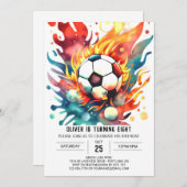 Boho Ball Editable Soccer Birthday Einladung (Vorne/Hinten)