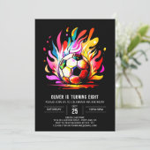 Boho Ball Editable Soccer Birthday Einladung (Stehend Vorderseite)