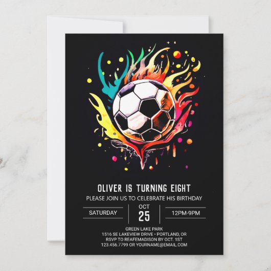 Boho Ball Printable Soccer Birthday Einladung (Vorderseite)