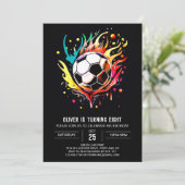 Boho Ball Printable Soccer Birthday Einladung (Stehend Vorderseite)