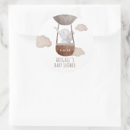 Boho Balloon Elephant Baby Shower Runder Aufkleber